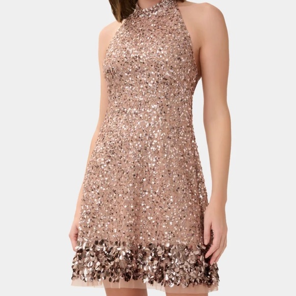 Aidan Mattox Beaded Halter Dress - Picture 1 of 7